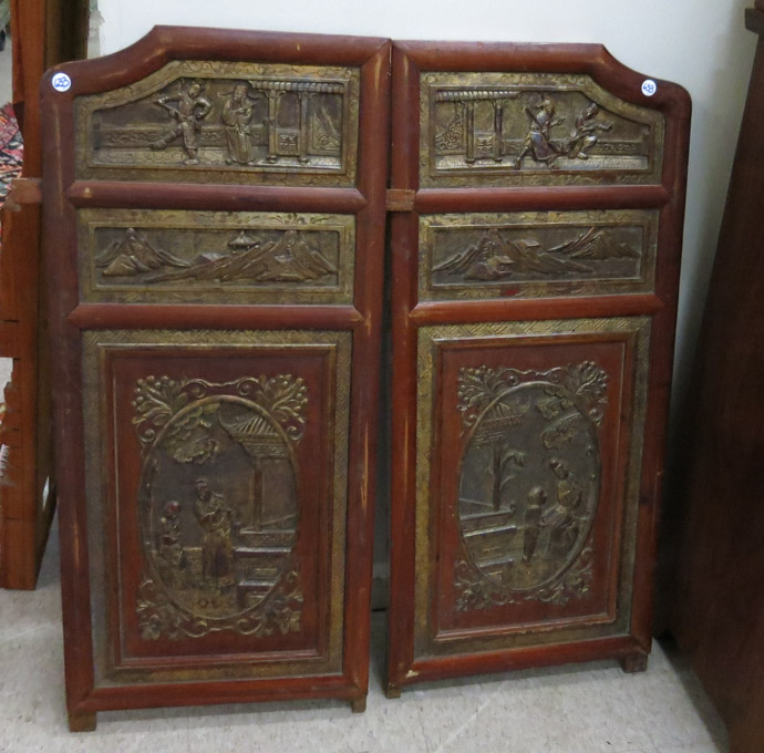 Appraisal: TWO CHINESE CARVED ARCHITECTURAL REMNANT PANELS most likely part of