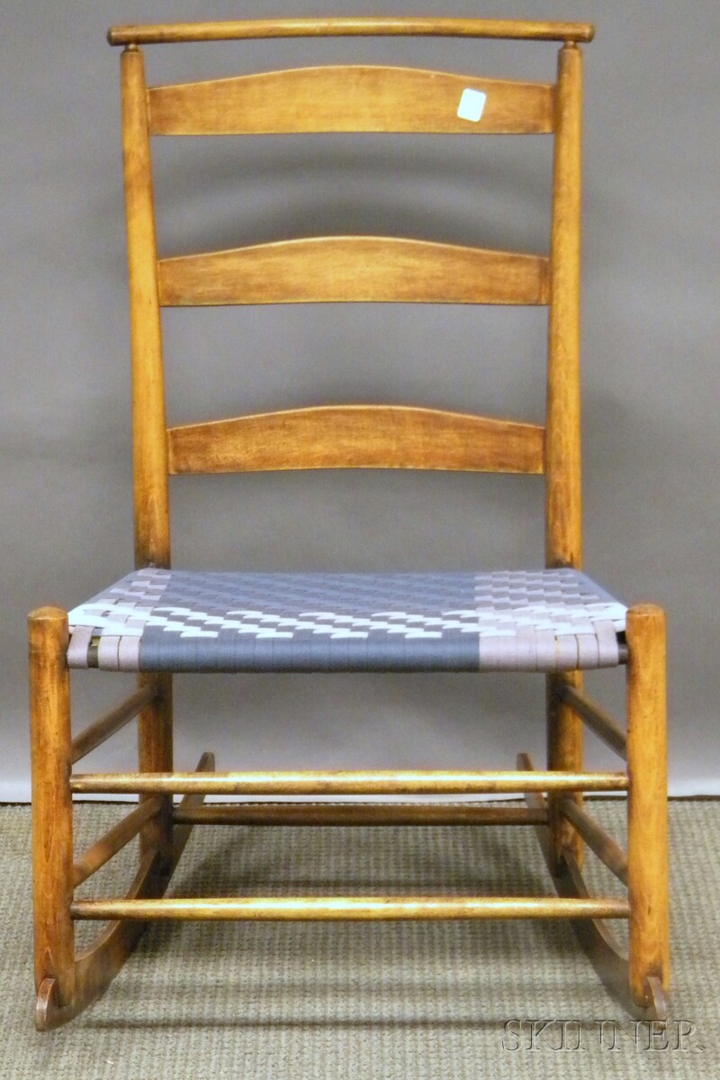 Appraisal: Shaker Production No Maple Slat-back Rocker with Woven Tape Seat