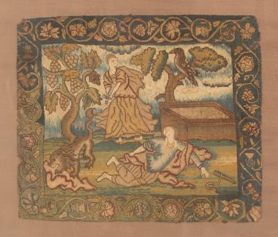 Appraisal: A panel of late th Century needlework embroidered a scene