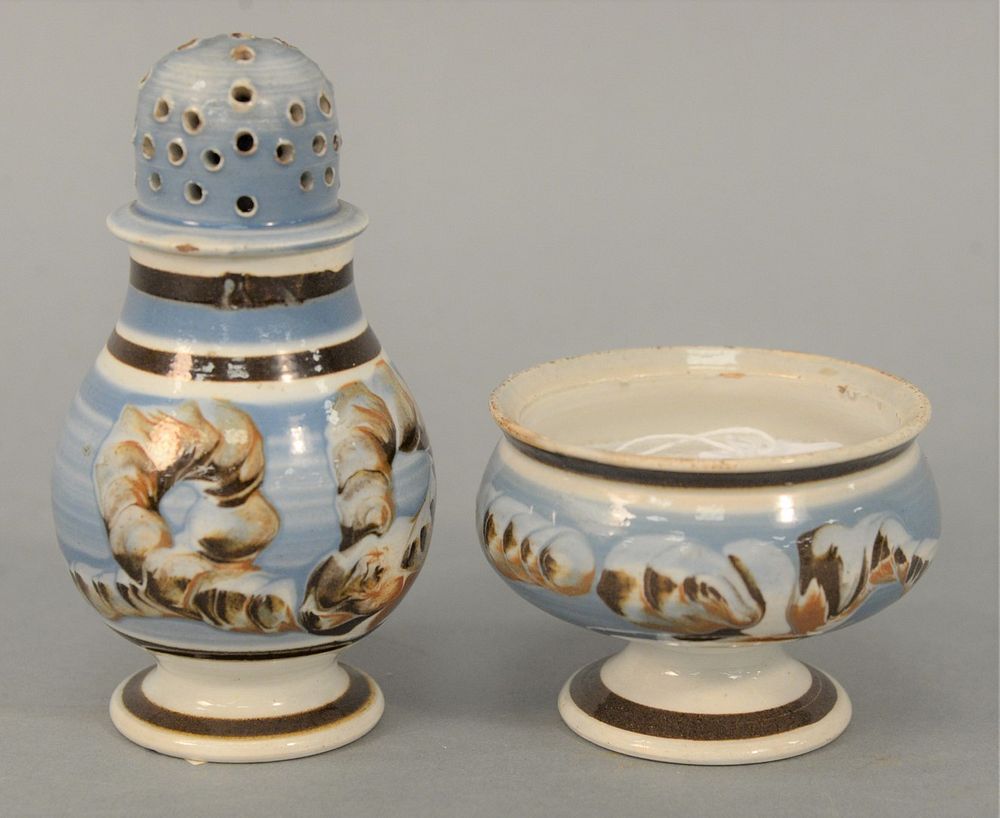 Appraisal: Two Pieces of English Pearlware to include master salt height