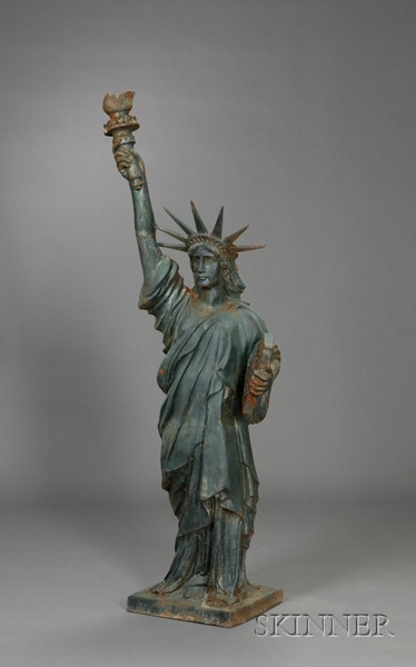 Appraisal: Cast Iron Statue of Liberty Garden Statue America late th