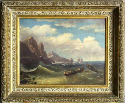 Appraisal: Oil on board coastal scene late th c titled Capri