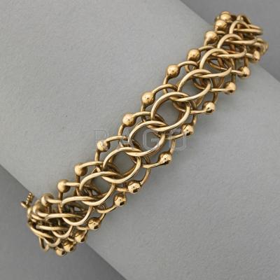 Appraisal: K YELLOW GOLD LINK BRACELET ca Fancy beaded link suitable