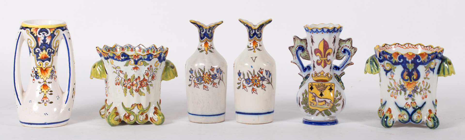 Appraisal: Six French faience articles Undernumber