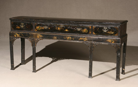 Appraisal: George III Style Black Japanned Sideboard Last Quarter th Century