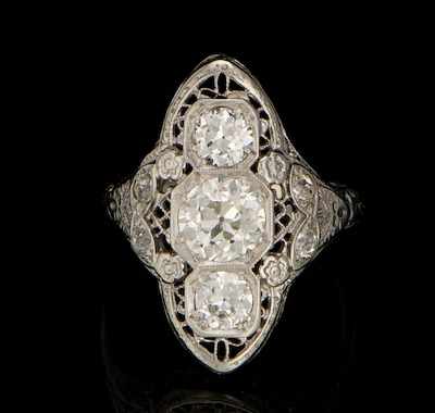 Appraisal: A Ladies' Art Deco Diamond Ring k white gold open