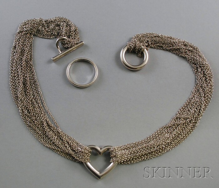 Appraisal: Two Tiffany Co Sterling Silver Jewelry Items a multi-strand chain