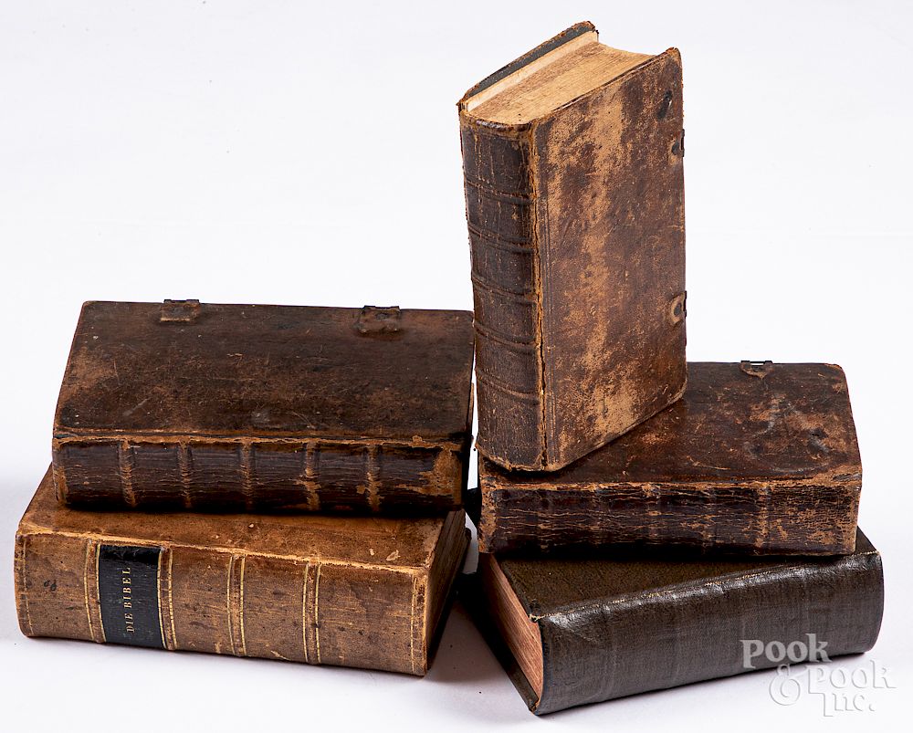 Appraisal: Five leather bound religious texts Exclusive on Bidsquare Five leather