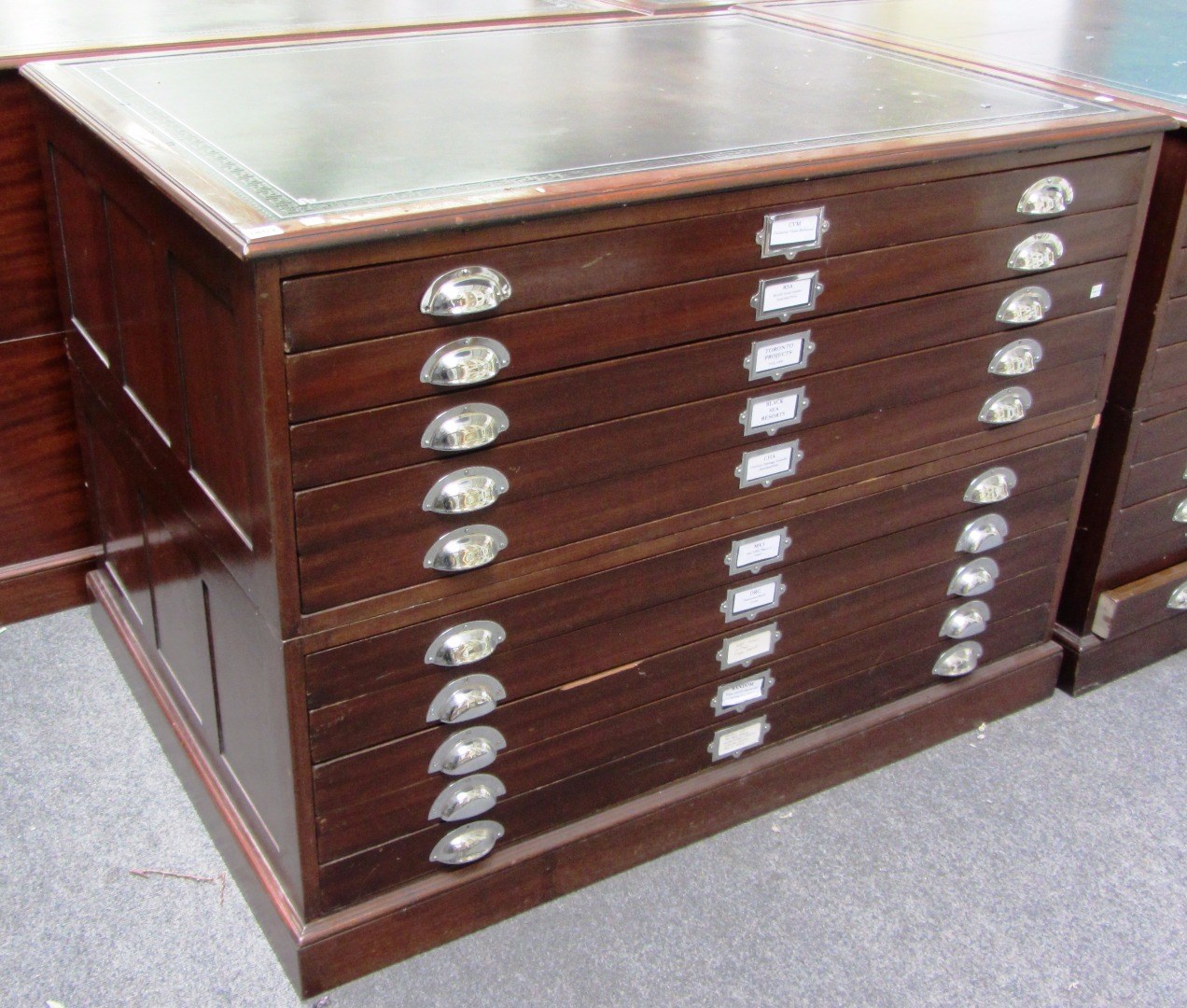 Appraisal: A mid th century mahogany two part plan chest with