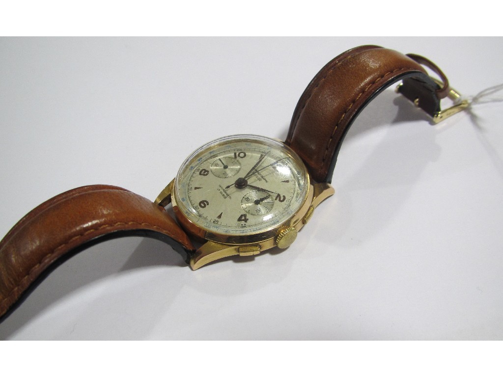 Appraisal: Gents Chronograph Suisse wrist watch with yellow metal three part