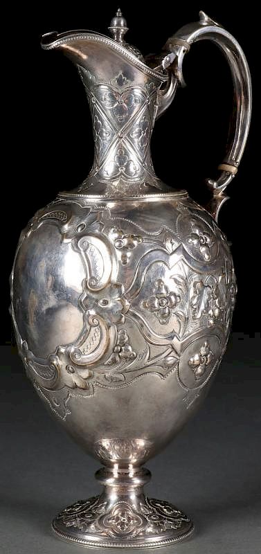 Appraisal: A HANAU STYLE SILVER PLATE EWER GERMANY A HANAU STYLE