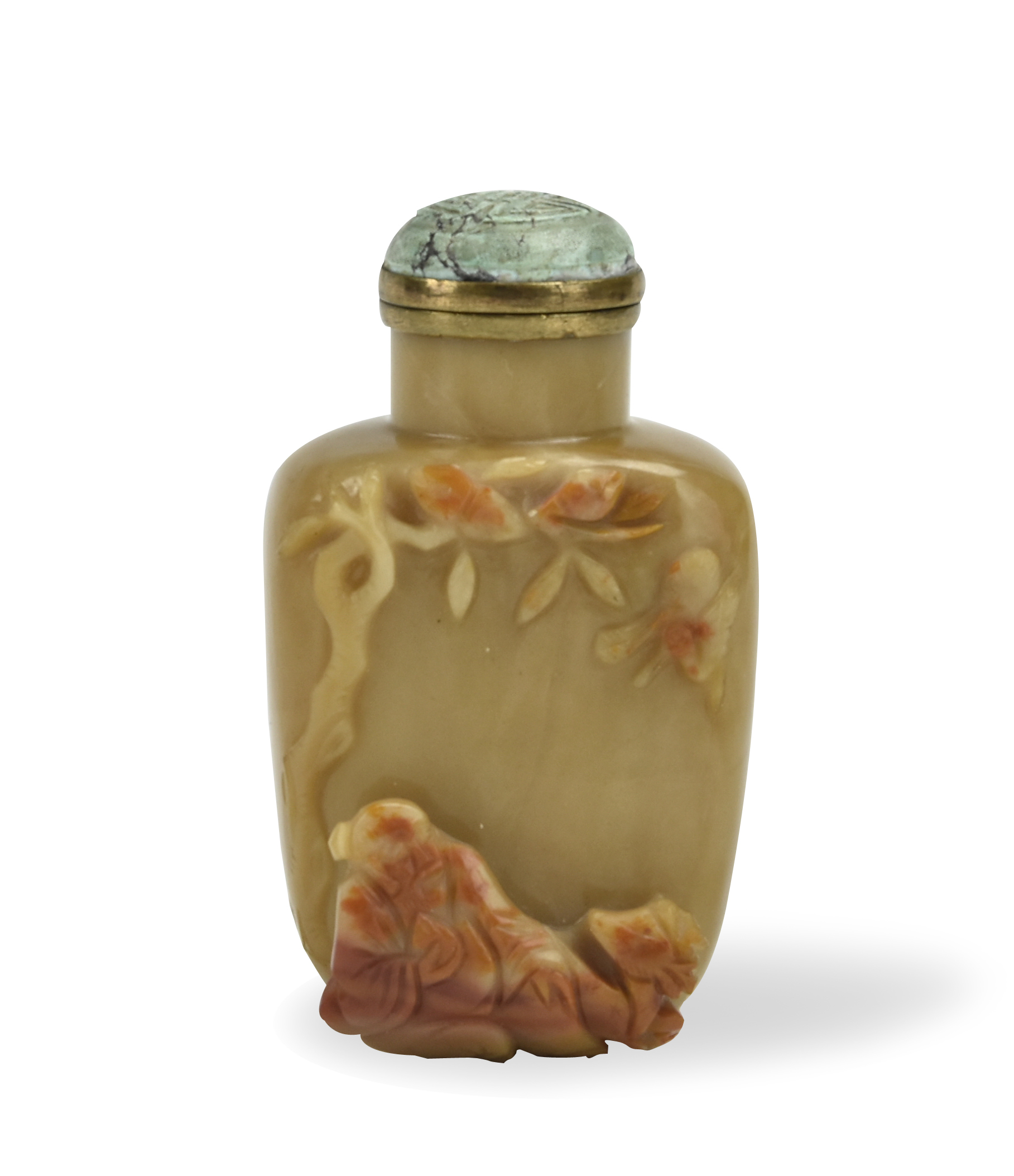 Appraisal: Chinese Late Qing Dynasty an agate snuff bottle molded in