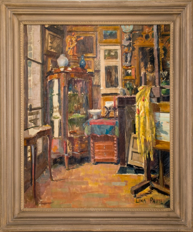 Appraisal: LINA PAVIL INTERIOR SCENE OIL ON CANVAS Lina Pavil Ukrainian