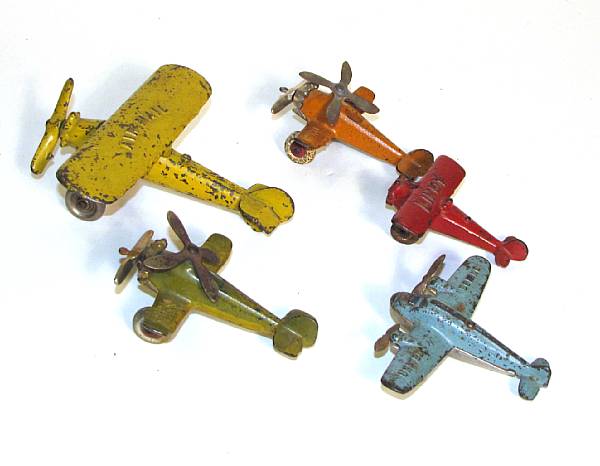 Appraisal: Cast Iron Airplanes Lot includes Arcade single wing with prop