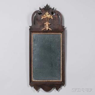 Appraisal: Walnut and Gilt-gesso Mirror probably northern Europe late th century