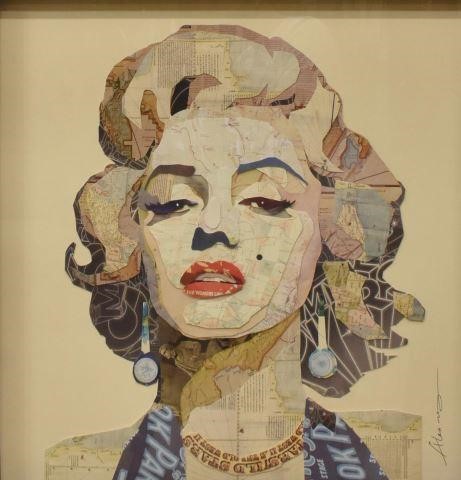 Appraisal: Framed mixed media collage Marilyn Monroe signed lower right Alex