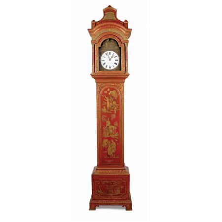 Appraisal: George II Red Japanned Tall Case Clock Case Estimate -