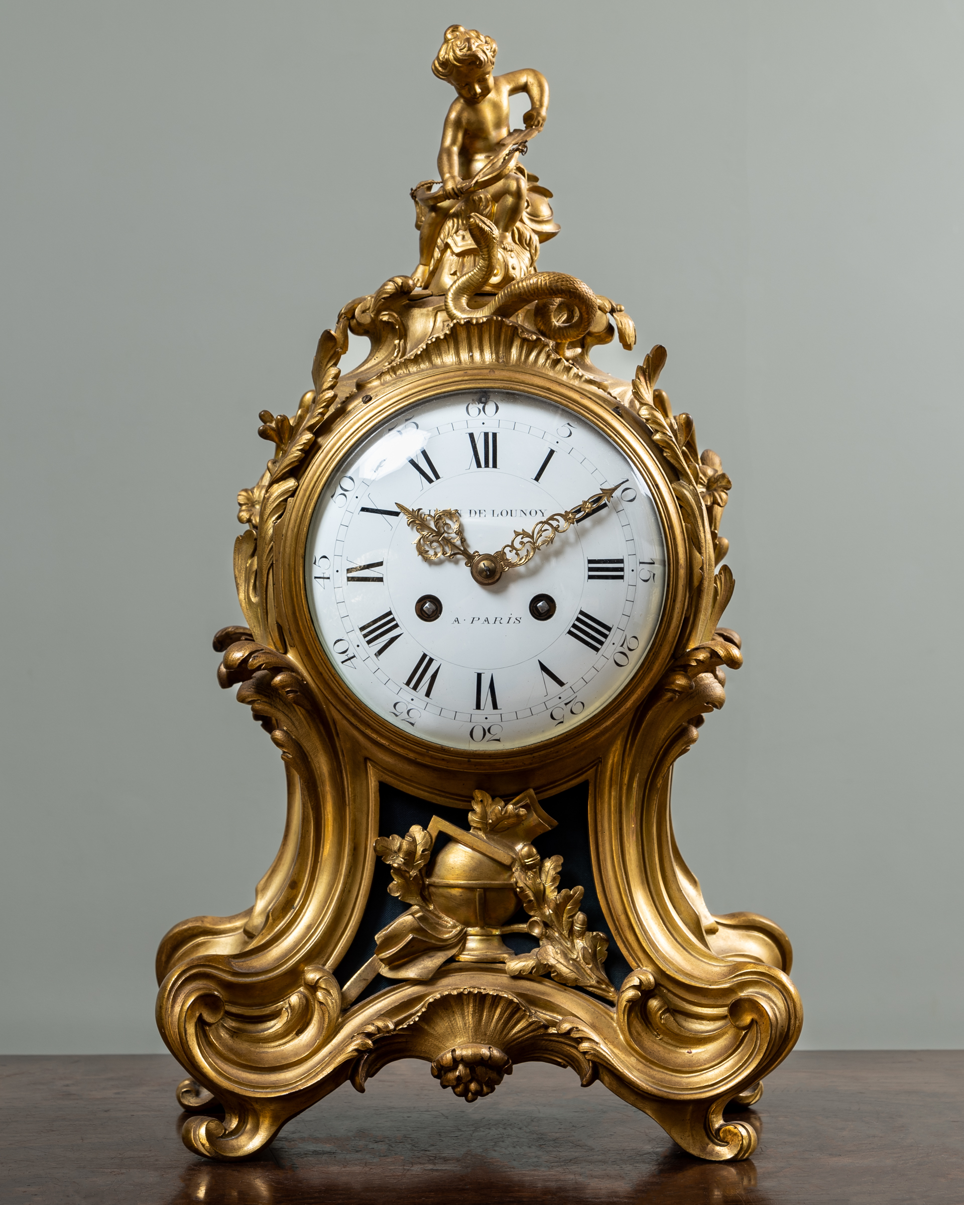 Appraisal: A th Century French ormolu mantle clock the white enamel