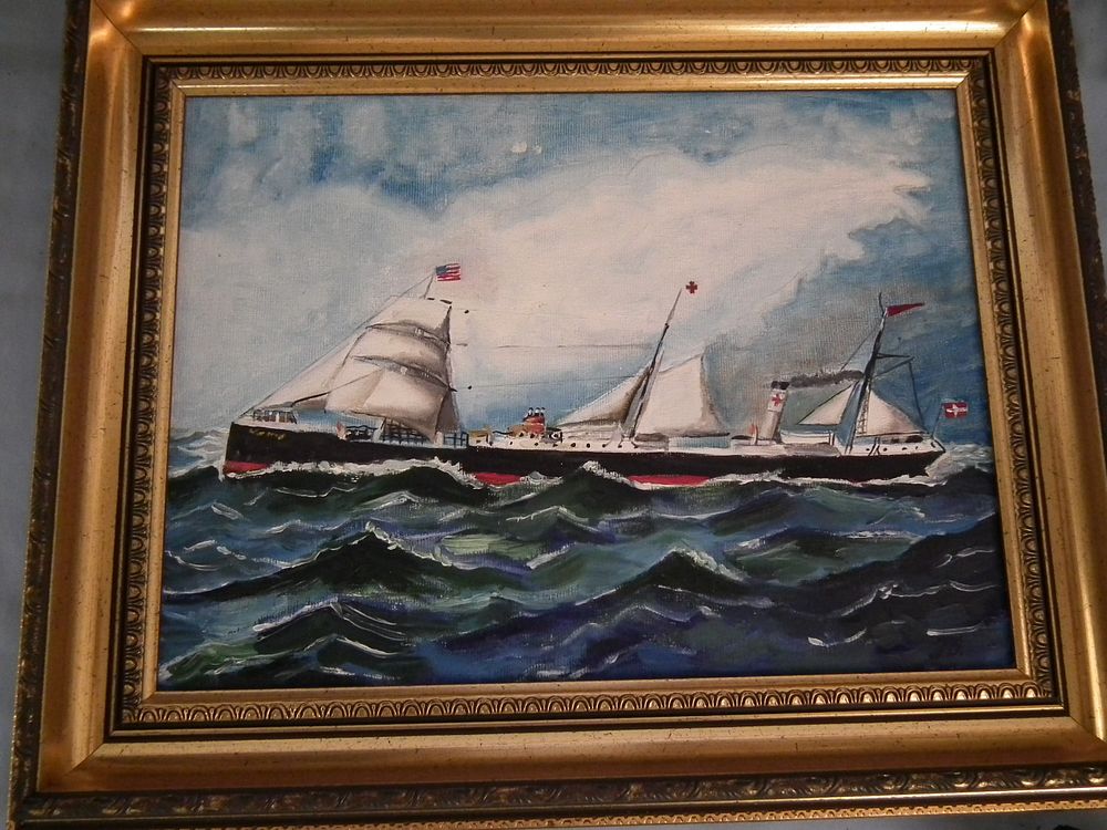 Appraisal: MODERN SHIP PORTRAIT Modern oil ship portrait of an American