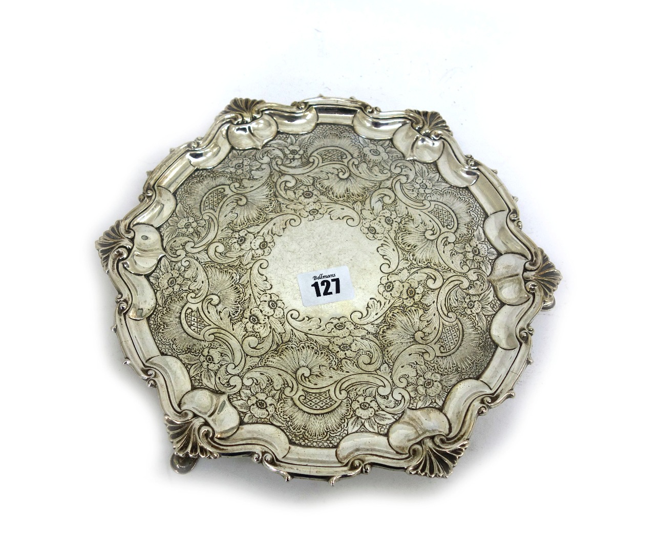 Appraisal: A George II style shaped circular silver salver William Hutton