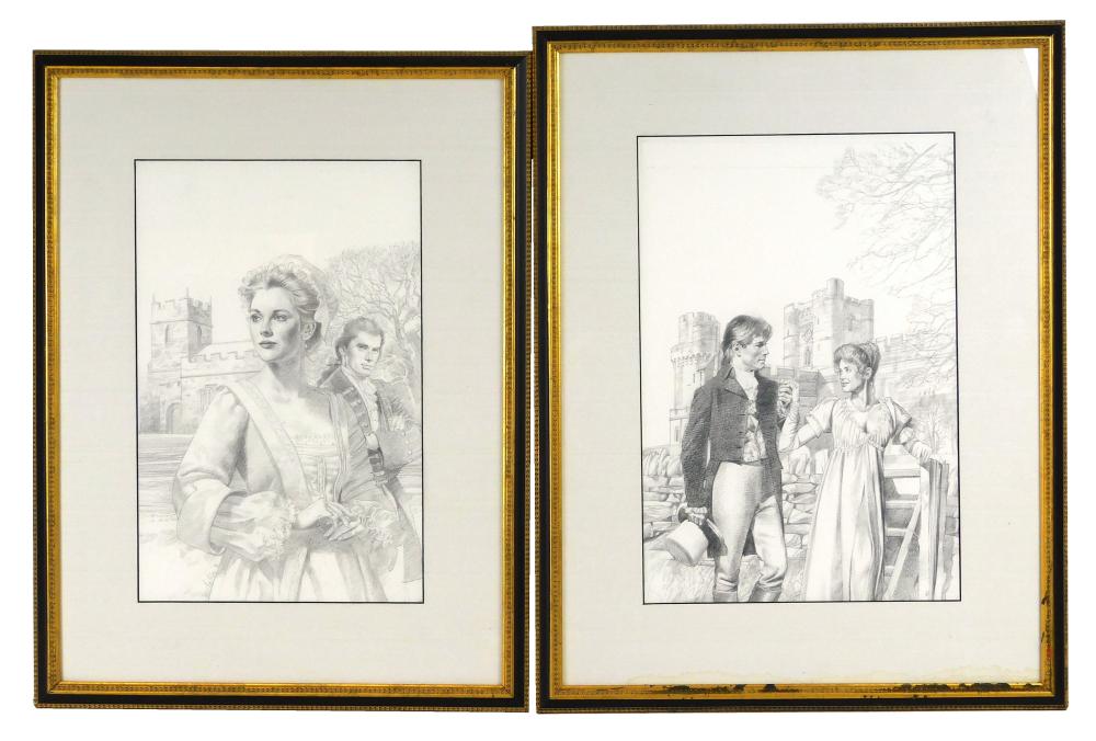 Appraisal: Robert Sabin American th C two pencil illustrations of historical