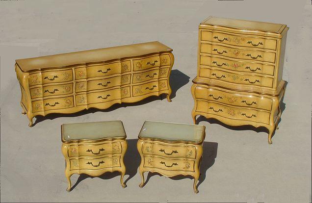 Appraisal: PIECE PAINT DECORATED FRENCH STYLE BEDROOM CHESTS AND DRESSERS Bombay