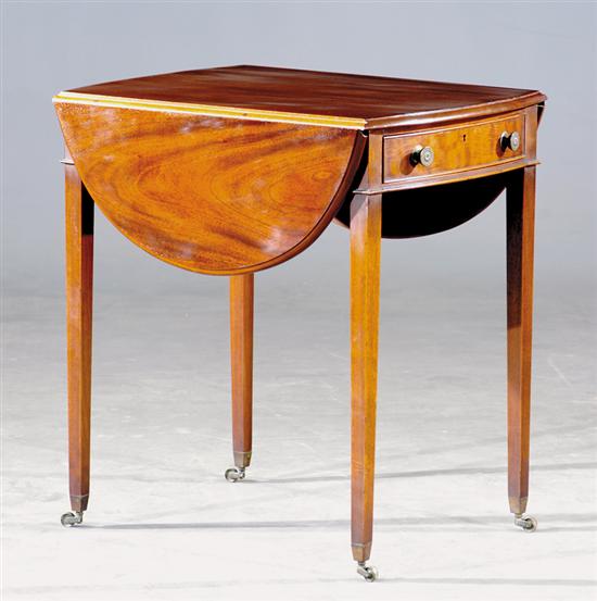 Appraisal: English mahogany Pembroke table mid th century oval top with