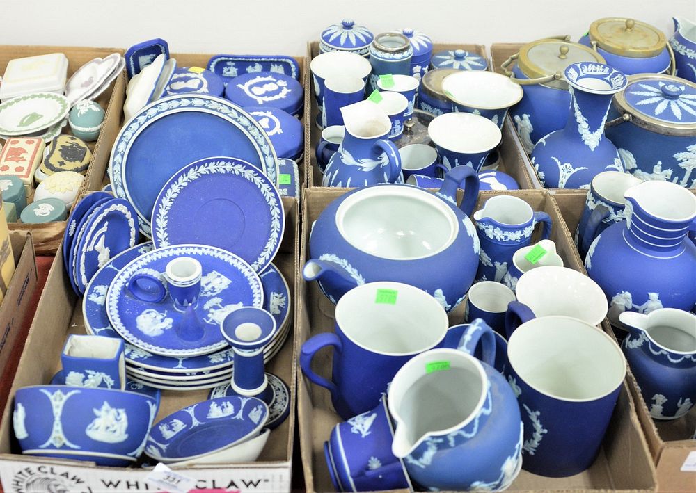 Appraisal: Four Tray Lots of Blue Wedgwood Jasperware to include plates