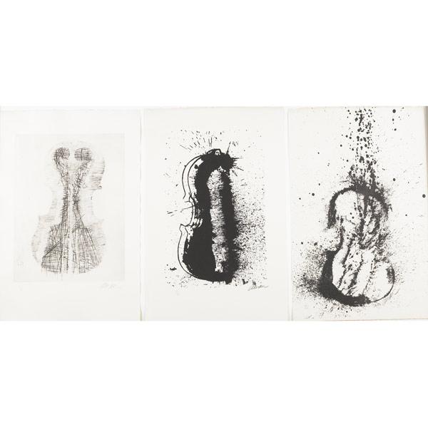 Appraisal: ARMAN French - Three works of art Untitled Violins one