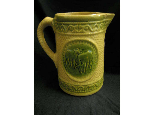 Appraisal: Early Stoneware Pitcher with cows green yellow