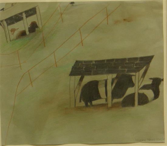 Appraisal: Mary Newcomb - Rare breeds park pencil and watercolour on