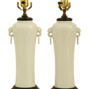 Appraisal: A Pair of Chinese Blanc de Chine Porcelain Lamps th