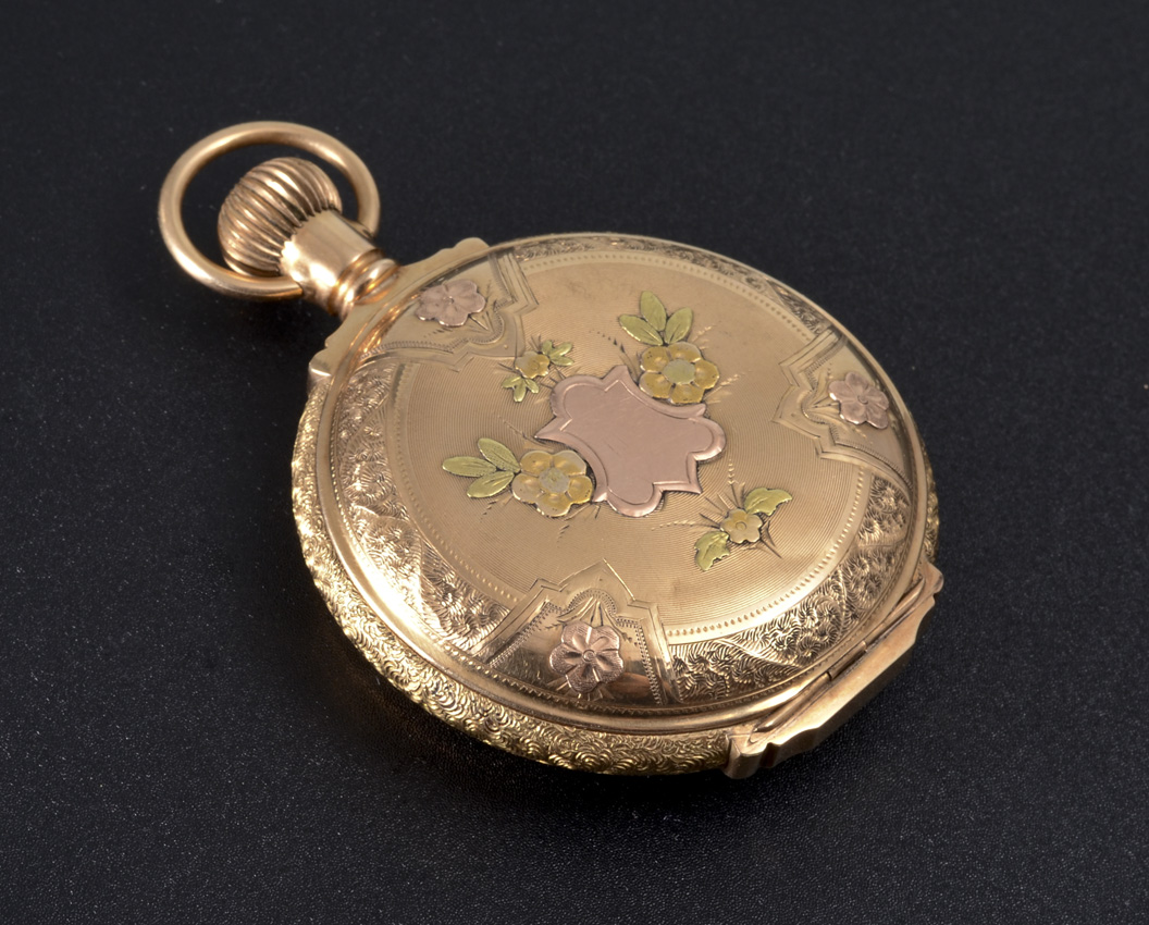 Appraisal: K MULTI COLOR GOLD WALTHAM HUNTER CASE POCKET WATCH Circa