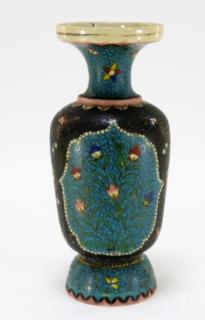 Appraisal: Japanese Clobbered Cloisonne Pottery Vase JAPAN TH CENTURY A Japanese