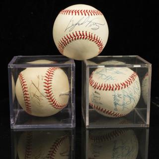 Appraisal: Three Signed Baseballs Oakland A's Team Ball Gaylord Perry Three