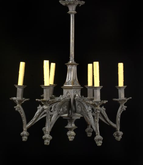 Appraisal: Napoleon III Patinated Bronze Six-Light Chandelier mid- th century in