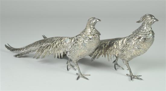 Appraisal: Silver Pheasant Table Ornaments Detachable heads Heads and body each