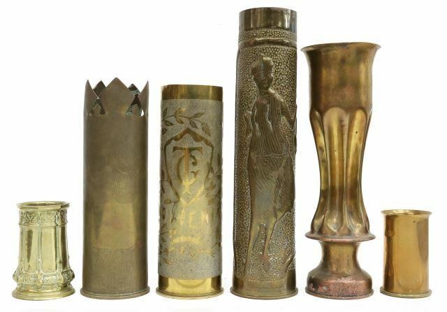 Appraisal: lot of WWI-era trench art vases fashioned from artillery shells