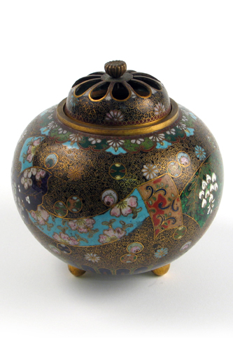 Appraisal: JAPANESE CLOISONNE ENAMEL COVERED KOH TATE incense burner Butterfly and