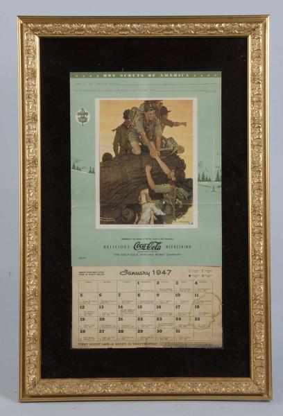 Appraisal: Coca-Cola Small Boy Scout Calendar Description Strong horizontal crease across