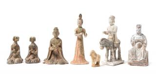 Appraisal: Seven Pottery Figures Seven Pottery Figures comprising a pair of