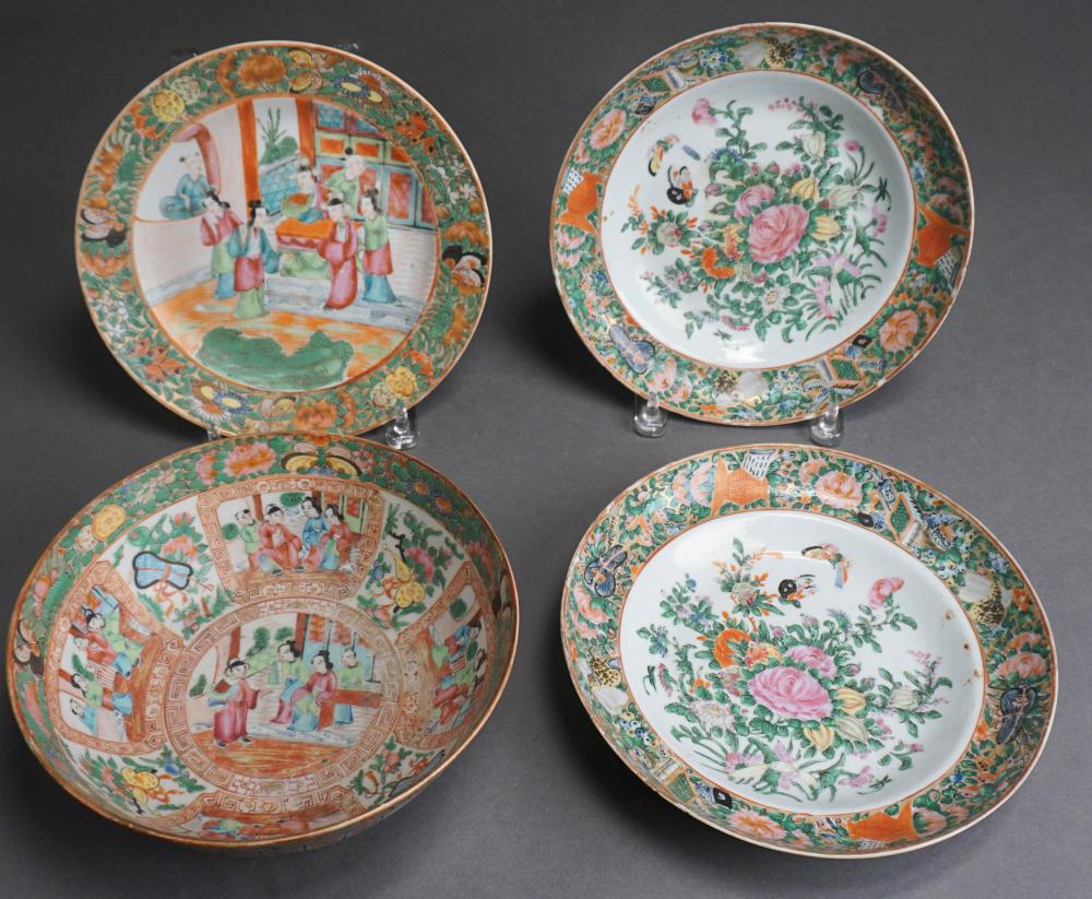 Appraisal: CHINESE EXPORT ROSE MEDALLION BOWL PAIR SOUP PLATES AND PICTORIAL