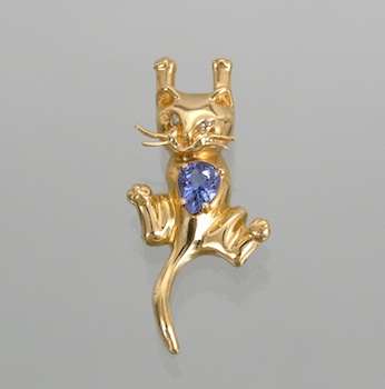 Appraisal: A Charming Kitten Pendant with Tanzanite and Diamonds k yellow