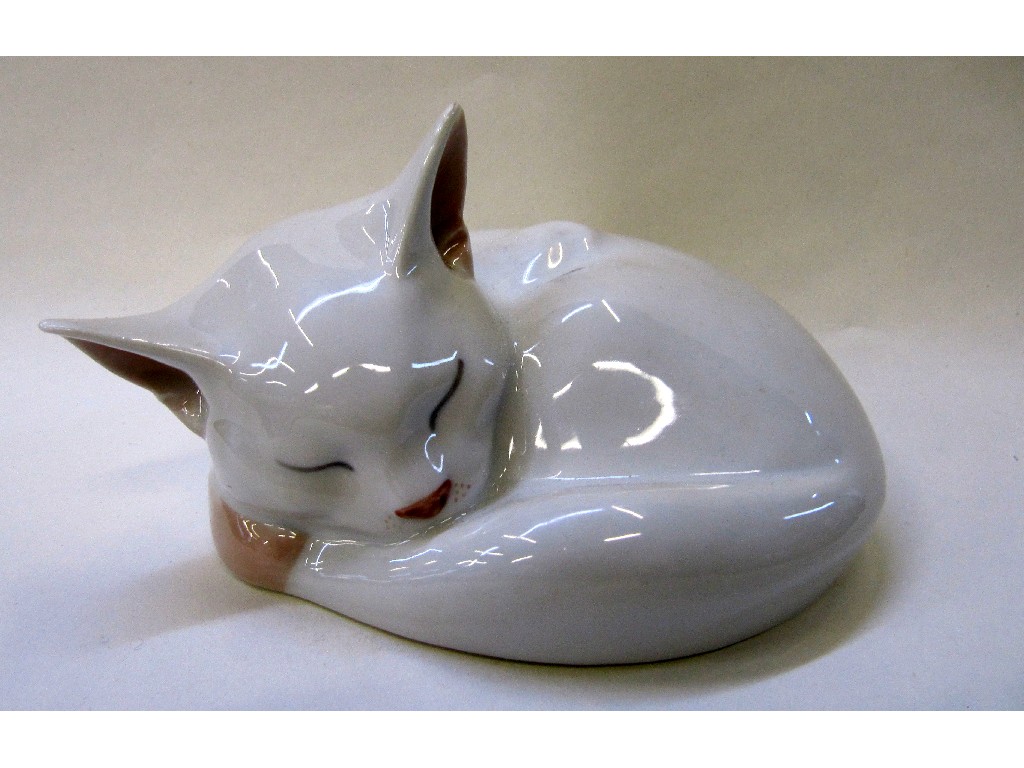 Appraisal: Royal Copenhagen figure of a white sleeping cat