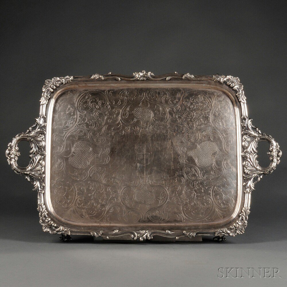 Appraisal: Victorian Silver-plated Tea Tray England th century rectangular with cast