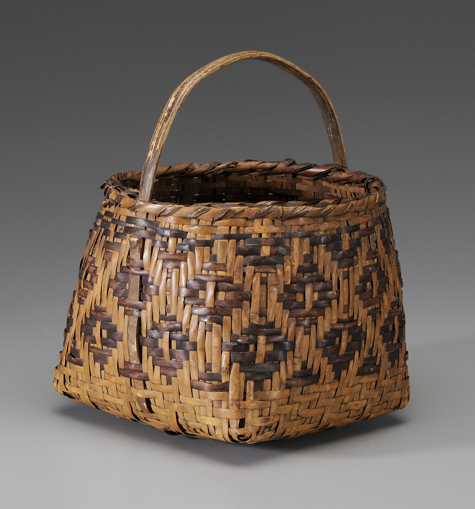 Appraisal: Cherokee River Cane Basket probably early- th century notched handle