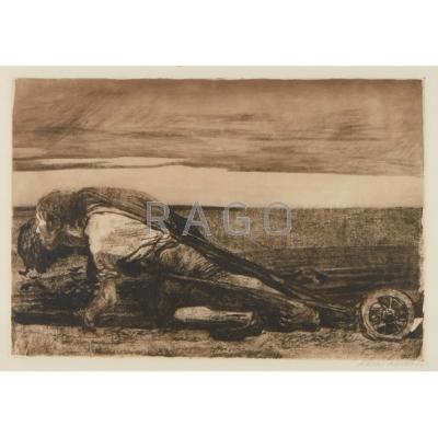 Appraisal: KATHE KOLLWITZ German - Softground etching Die Pfluger The Ploughmen