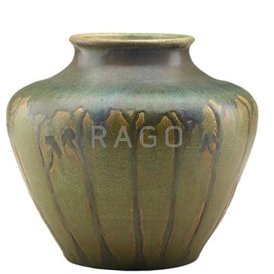 Appraisal: SCHOOL OF MARBLEHEAD Glazed stoneware vase with stylized trees Unmarked