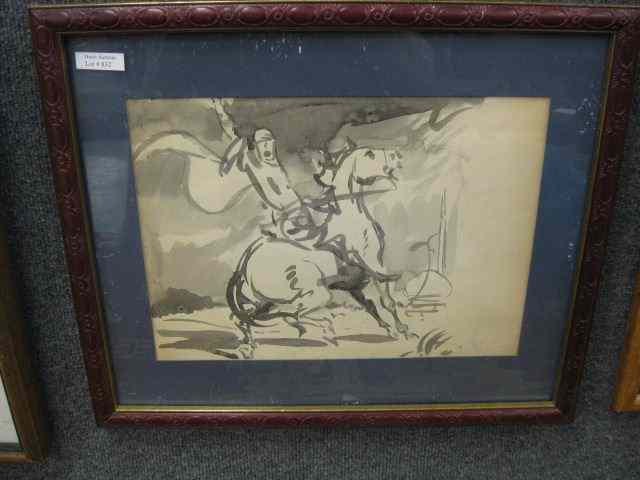 Appraisal: Pierce Rice Watercolor Roman Soldier onhorseback well listed artist -