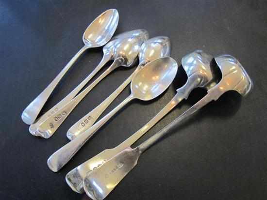 Appraisal: COLLECTION OF FIVE OLD ENGLISH PATTERN STERLING SILVER TEASPOONS AND